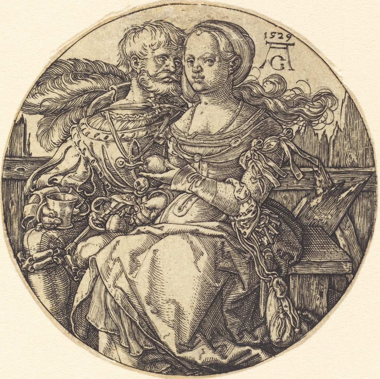 A Couple of Lovers Seated by Heinrich Aldegrever