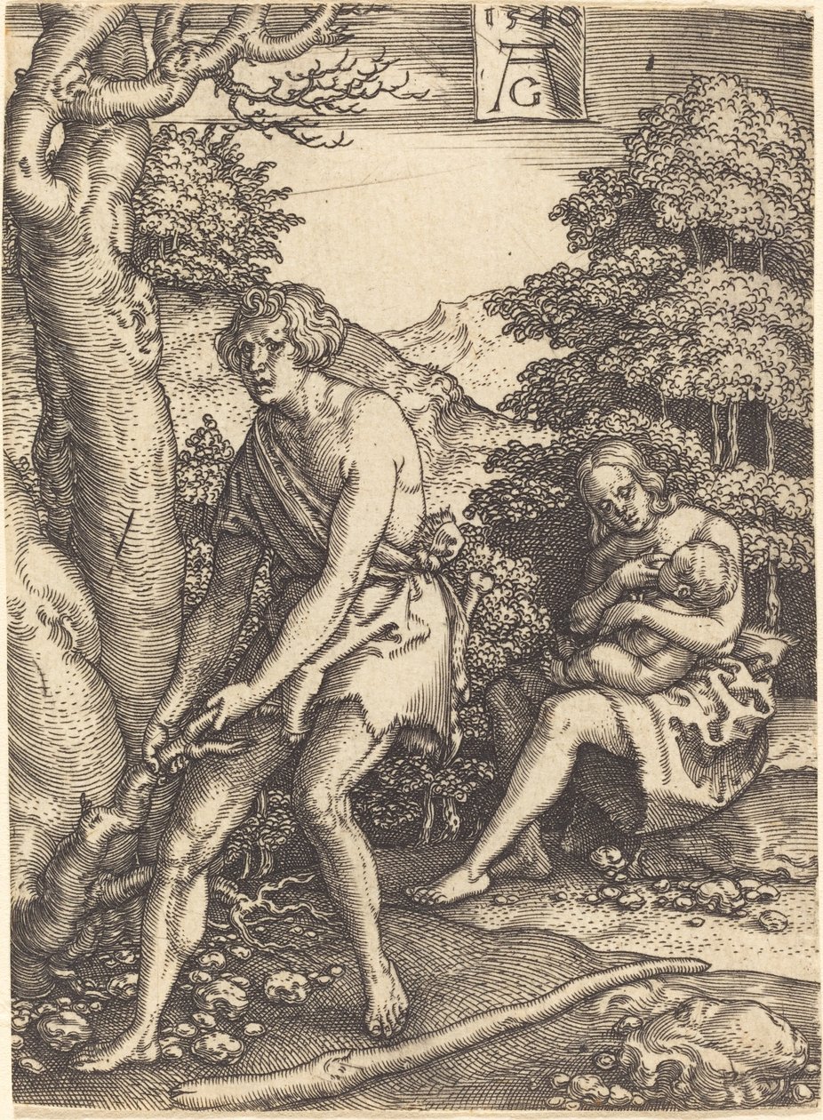 Adam and Eve at Work by Heinrich Aldegrever