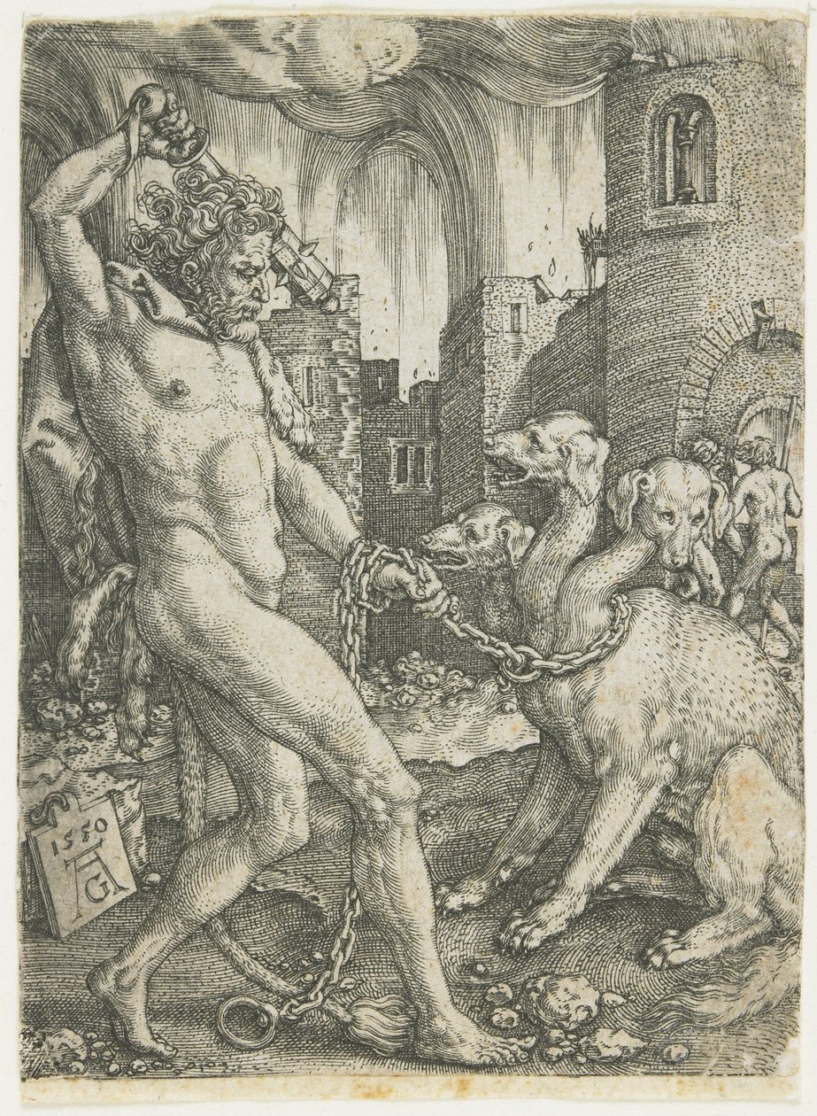 Hercules Chains Cerberus by Heinrich Aldegrever