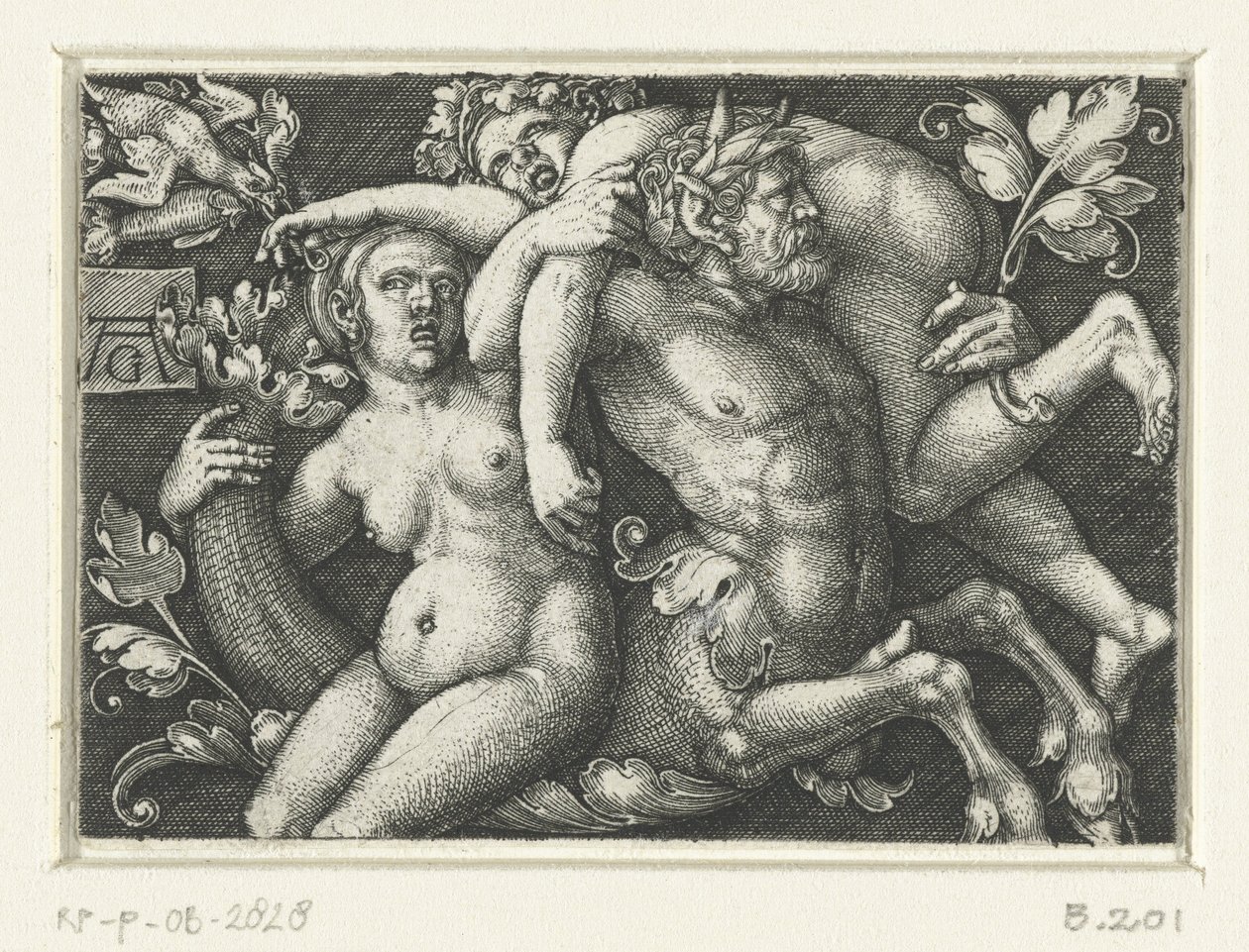 Ornament with Triton and Two Nereids by Heinrich Aldegrever