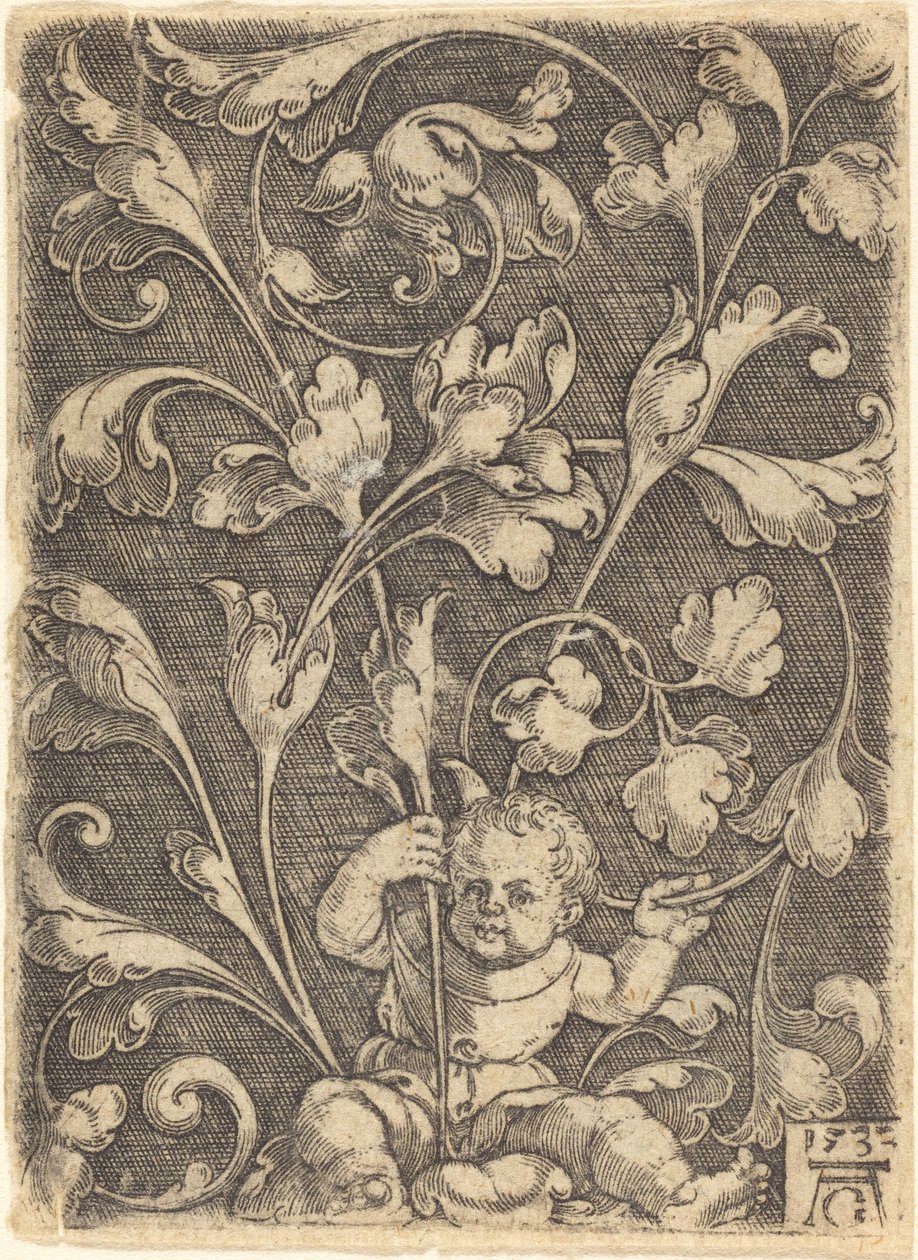 Scroll Ornament with Seated Child, 1532 by Heinrich Aldegrever