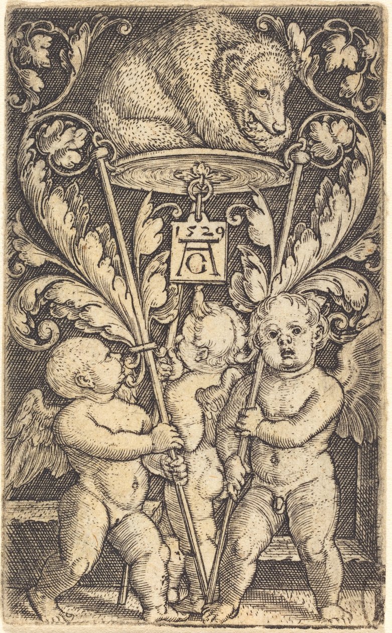 Three Cupids and a Bear by Heinrich Aldegrever
