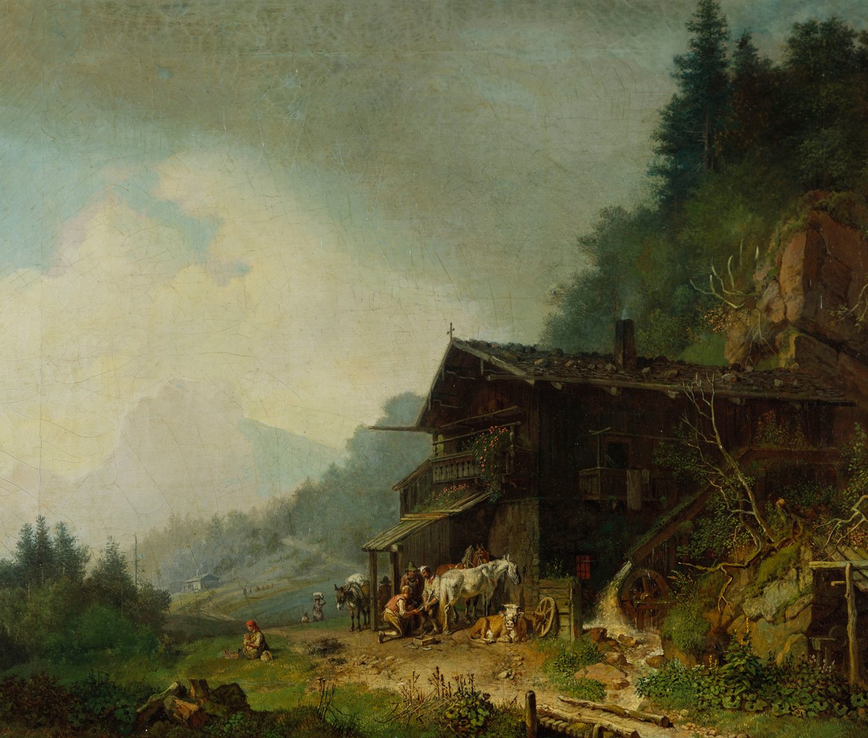A Forge in the Bavarian Alps by Heinrich Burkel
