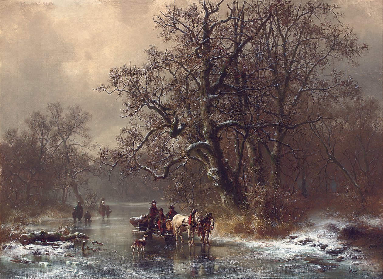 Loggers on a Frozen Waterway by Heinrich Hofer