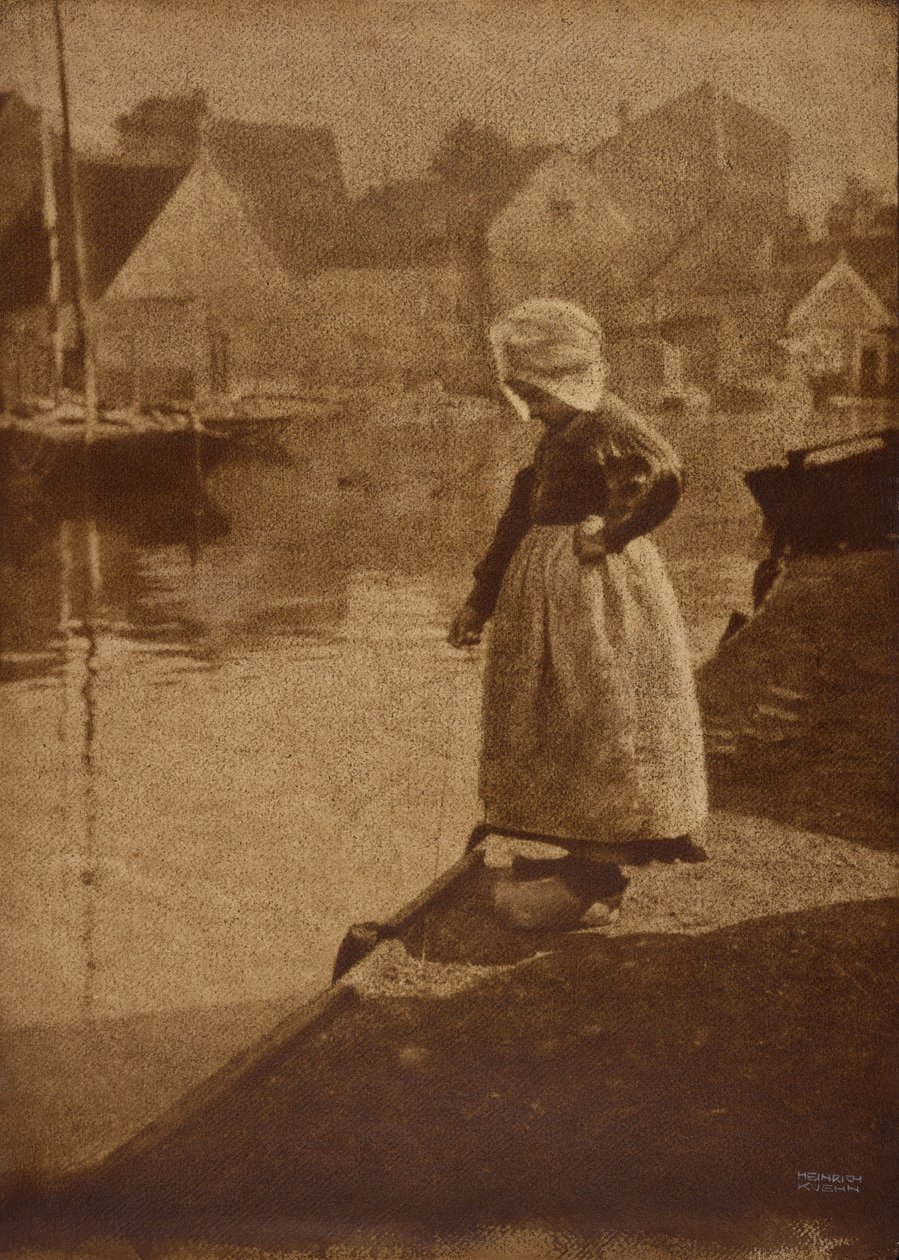 Dutch Girl in Landscape by Heinrich Kuhn
