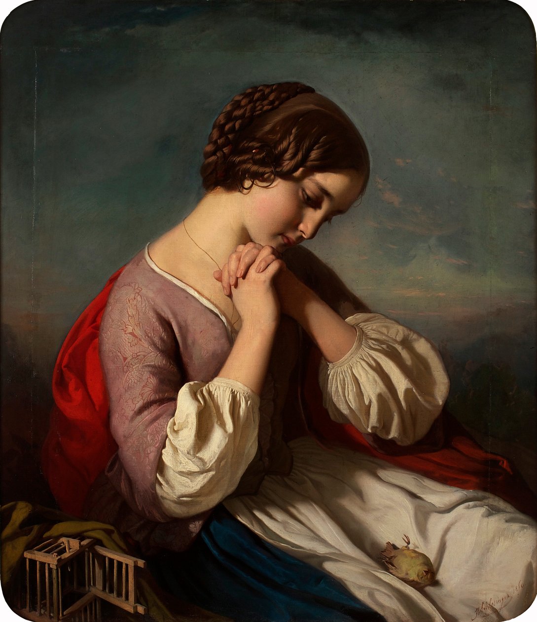 Girl with Dead Bird by Heinrich Schlesinger