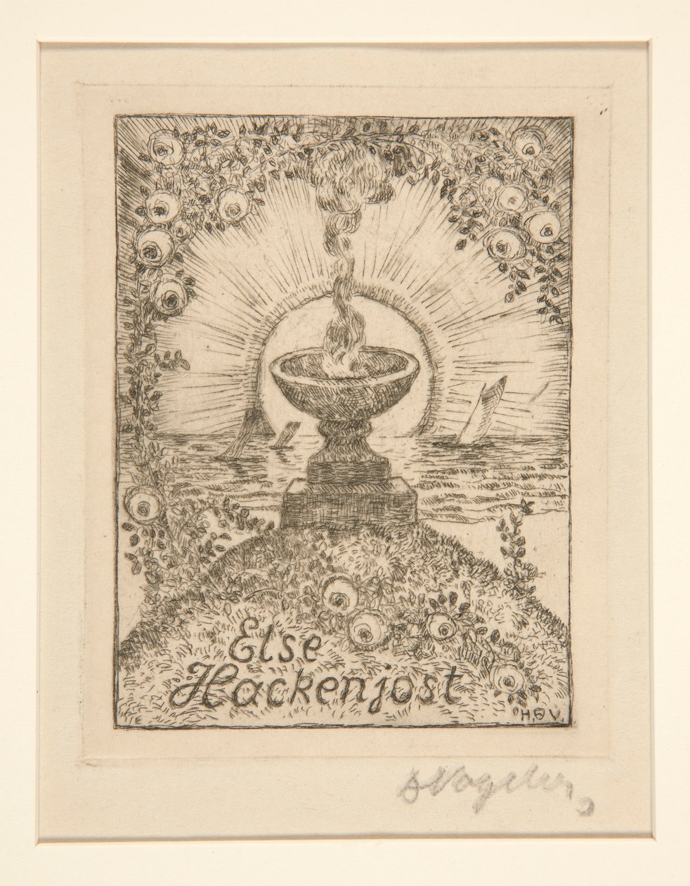 Bookplate: Else Hackenjost by Heinrich Vogeler