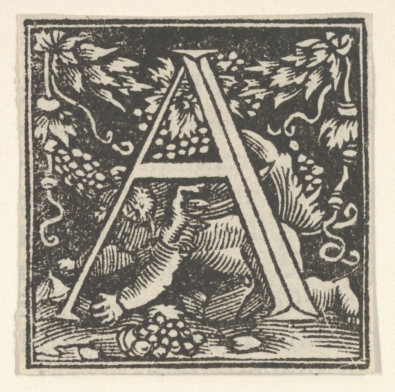 Initial letter A with putto by Heinrich Vogtherr