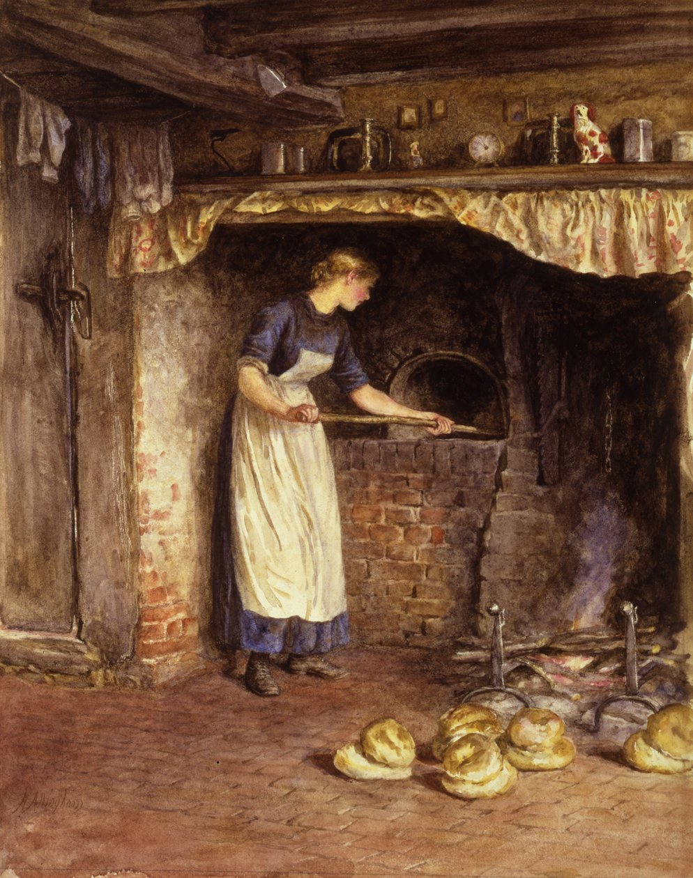 Baking Bread, c.1882 by Helen Allingham