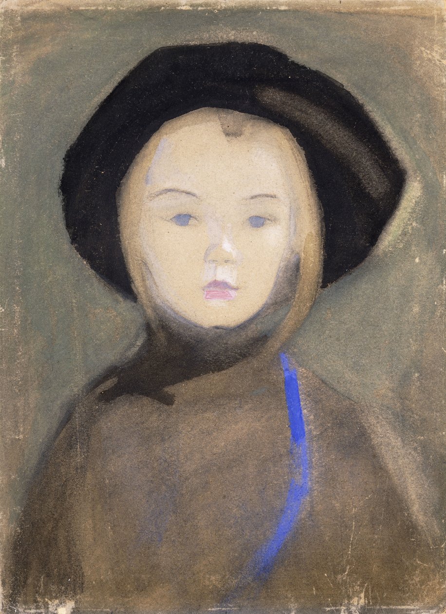 Girl with Blue Ribbon by Helene Schjerfbeck