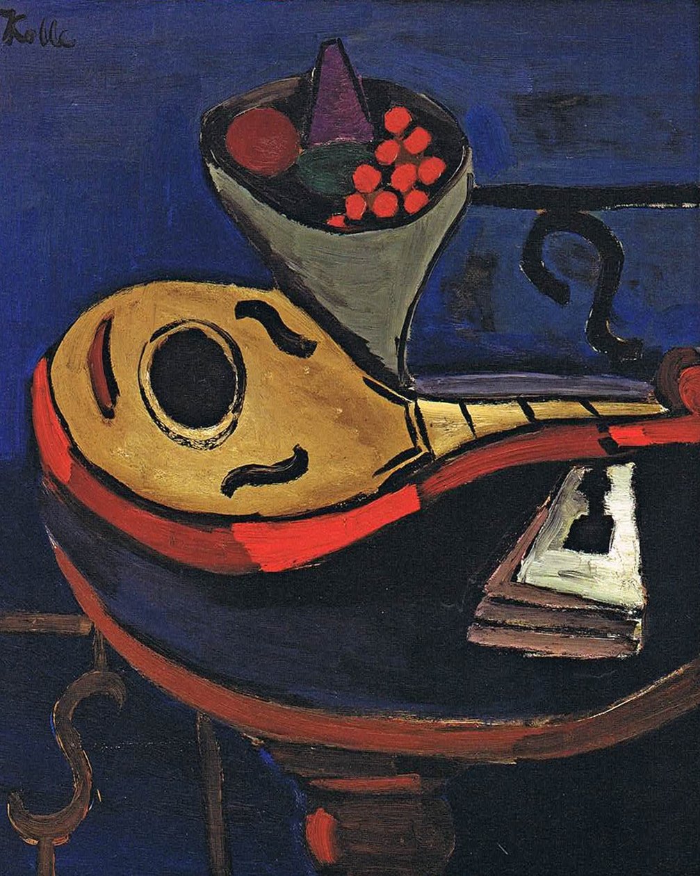 Mandolin and Bowl with Fruits by Helmut Kolle