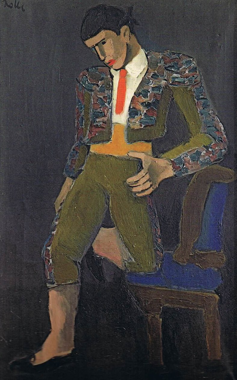 Bullfighter Leaning on a Chair with One Knee by Helmut Kolle