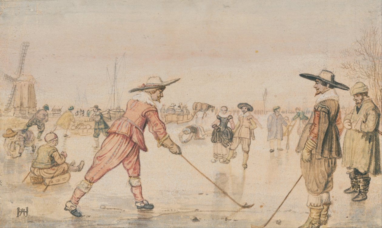A Winter Scene with Two Gentlemen Playing Colf by Hendrick Avercamp