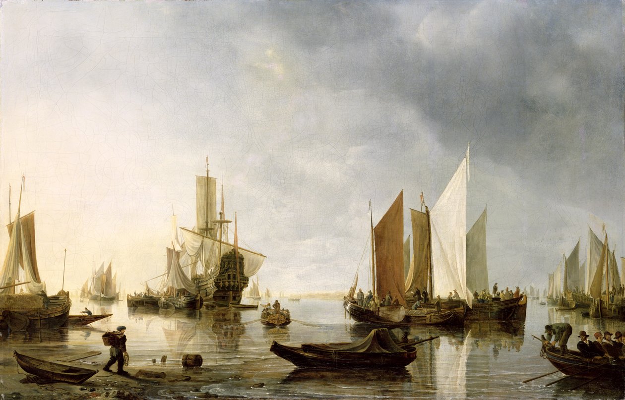 Harbour with Anchored Ships by Hendrick Dubbels