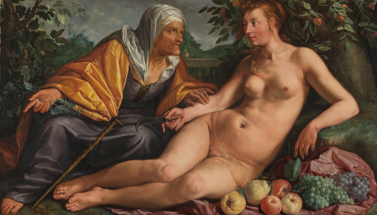 Vertumnus and Pomona by Hendrick Goltzius (signed by artist)