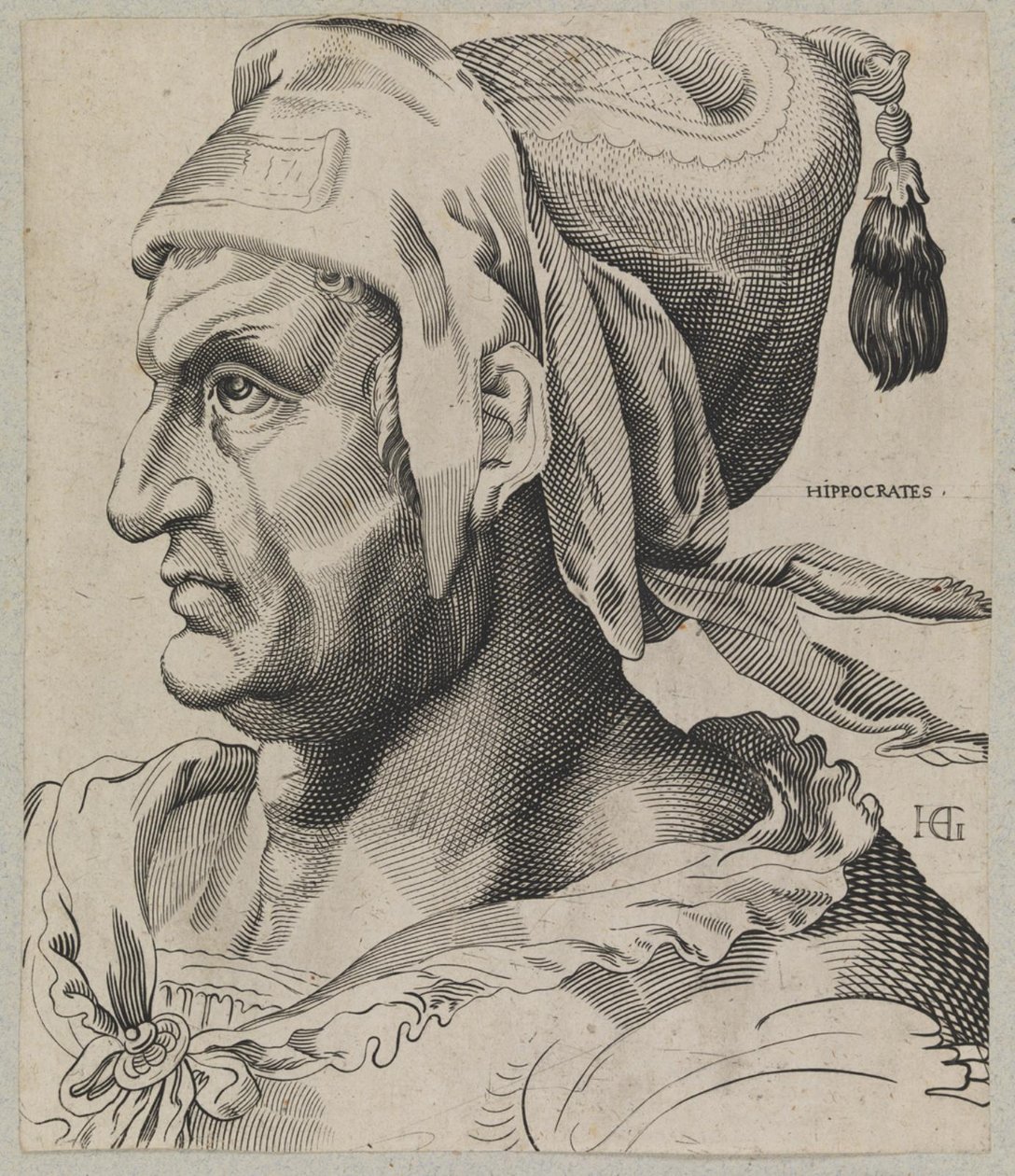 Hippocrates. Bust of a Man in Profile by Hendrick Goltzius