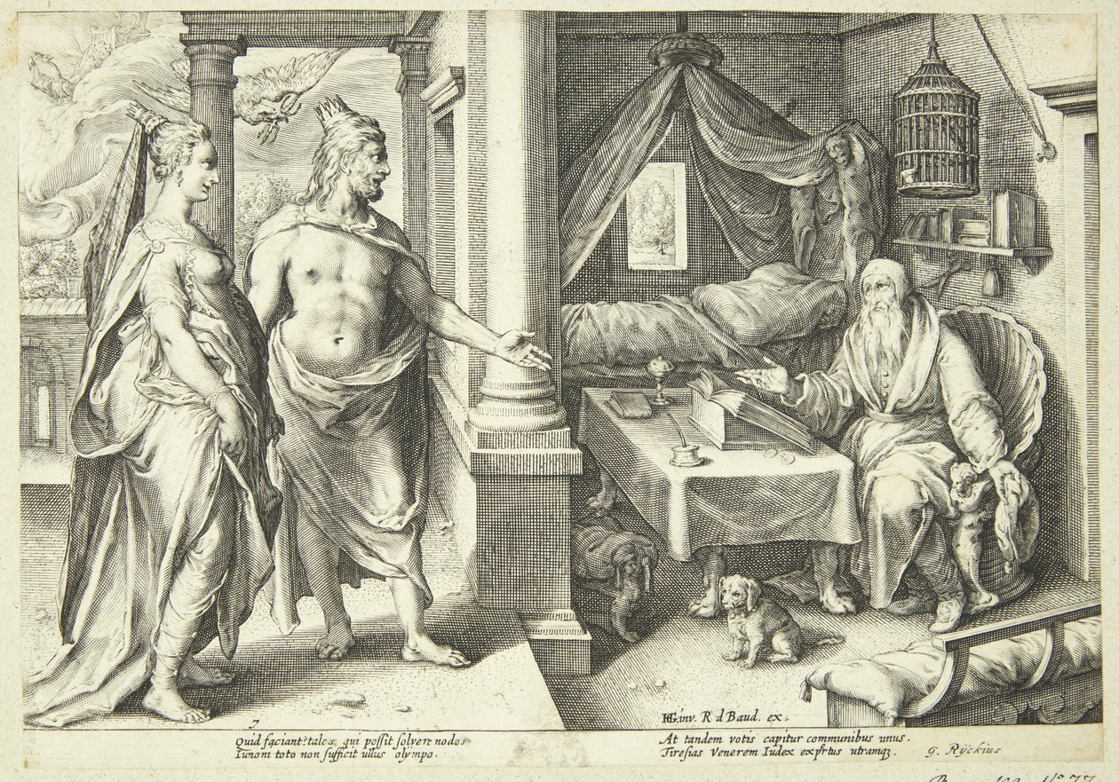 Jupiter and Juno Consult Teiresias by Hendrick Goltzius