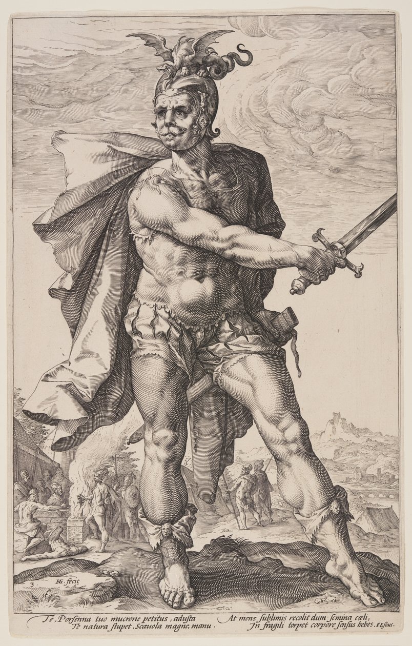 Mucius Scaevola, from The Roman Heroes by Hendrick Goltzius