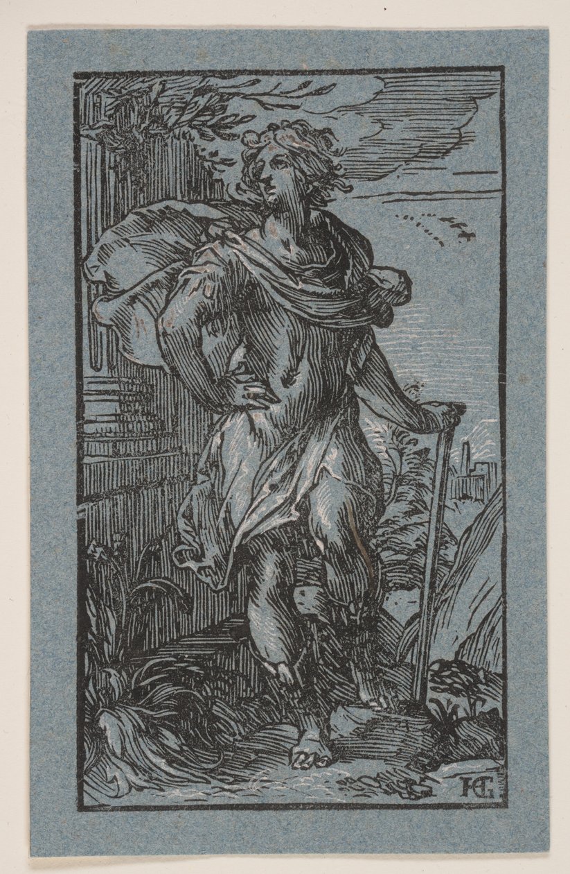 Standing Young Man with a Cane by Hendrick Goltzius