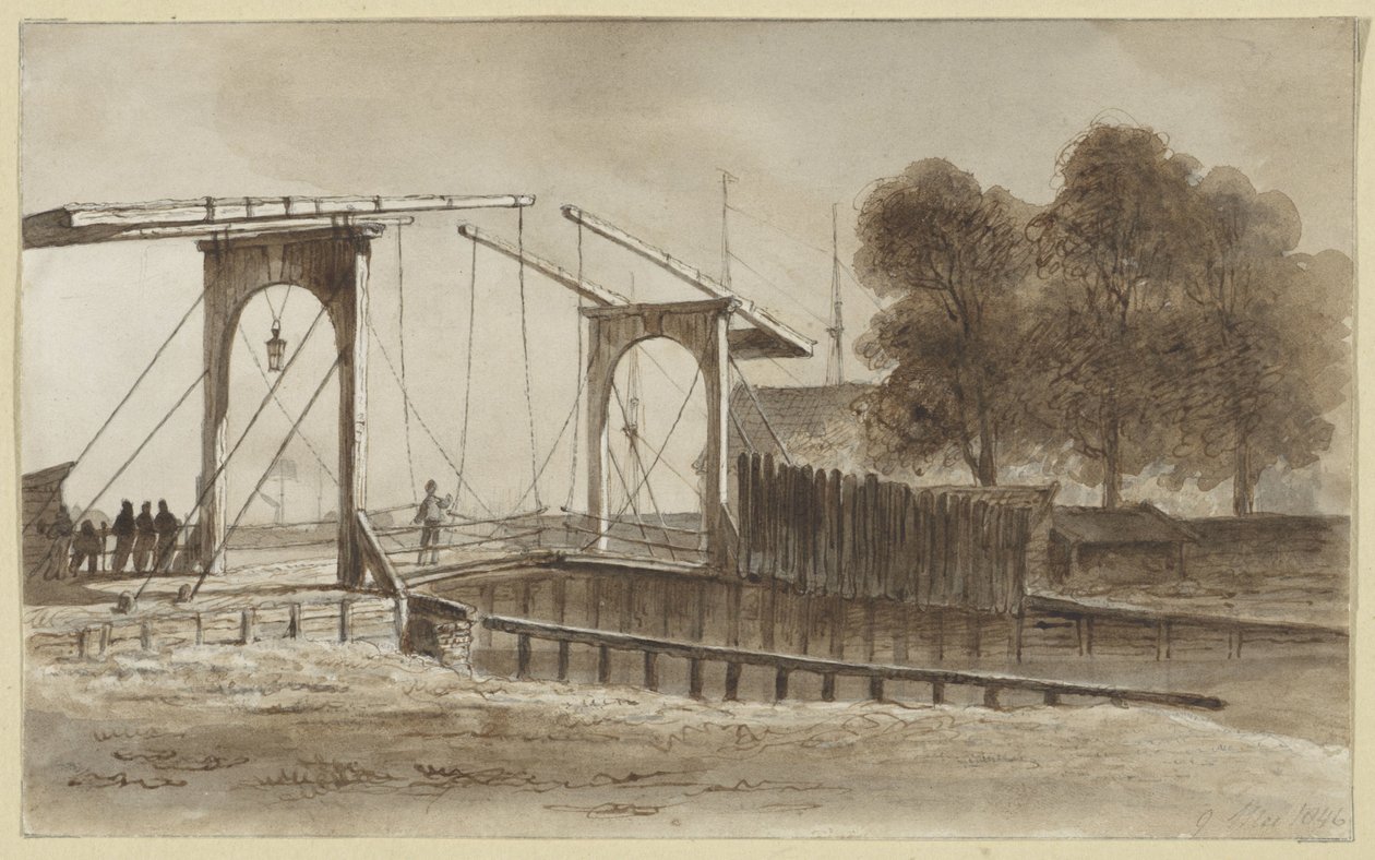Drawbridge at Bikkerseiland in Amsterdam by Hendrik Abraham Klinkhamer