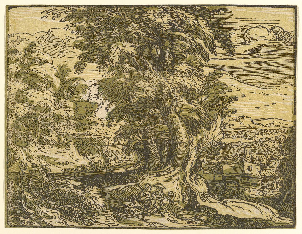 Landscape with Seated Couple by Hendrik Goltzius