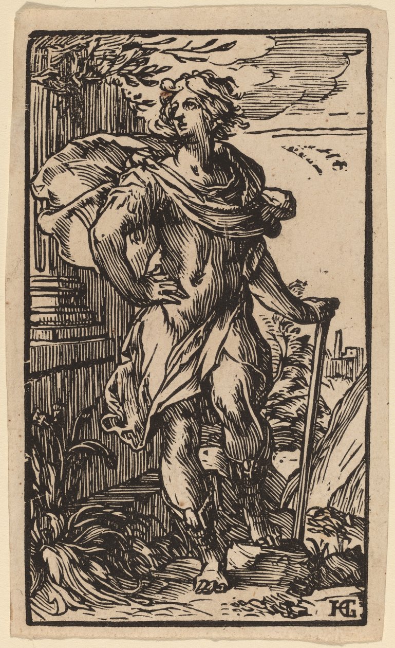 Standing Young Man with a Cane by Hendrik Goltzius