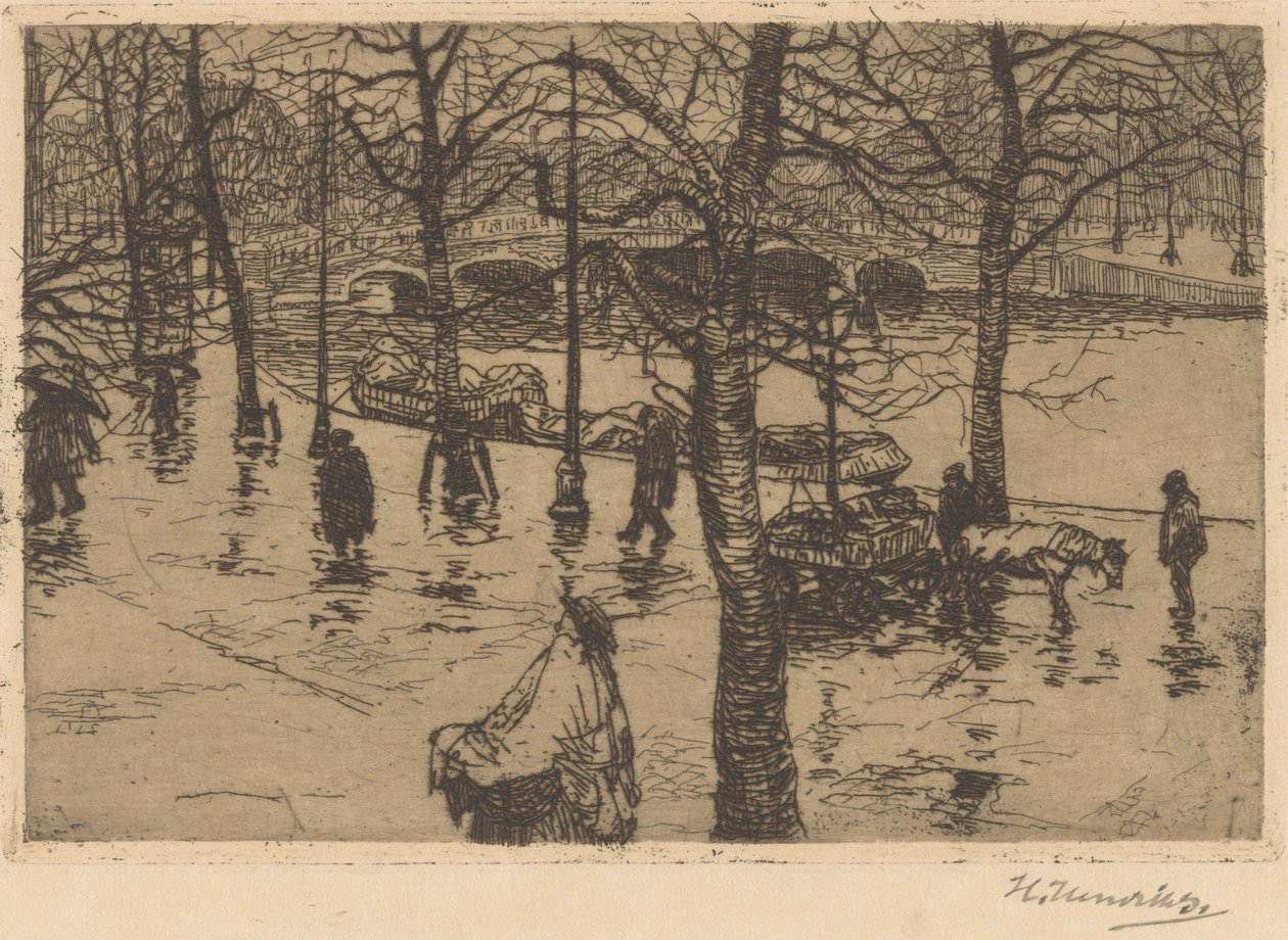Canal in Rainy Weather by Hendrik Henrichs (signed by artist)
