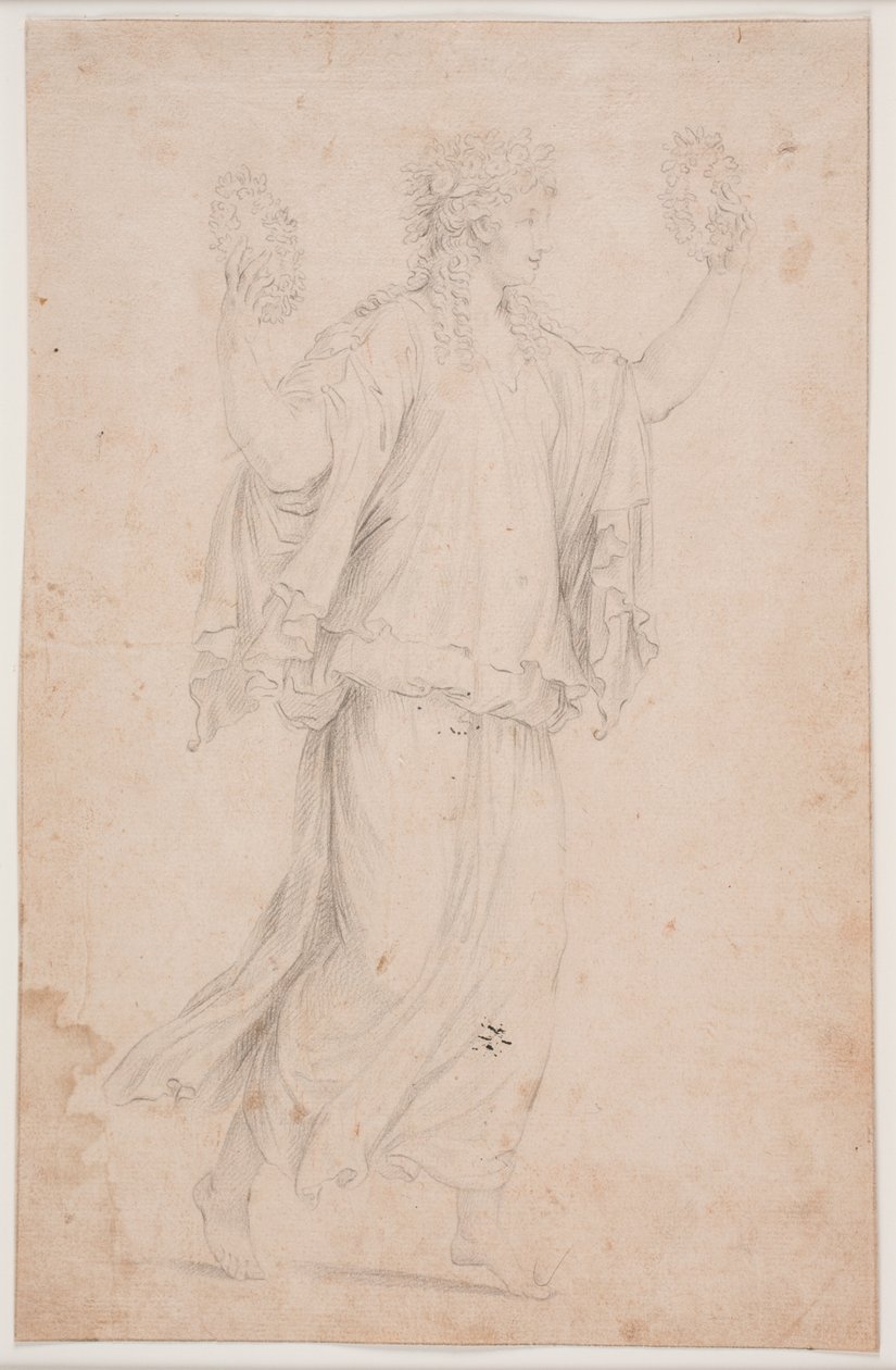 Crowned Female Figure with Wreaths in Hands by Hendrik Krock