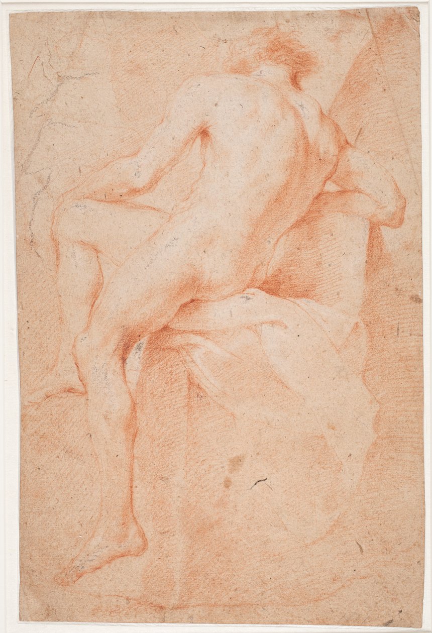 Male Model Study, Seated, Seen from Behind by Hendrik Krock