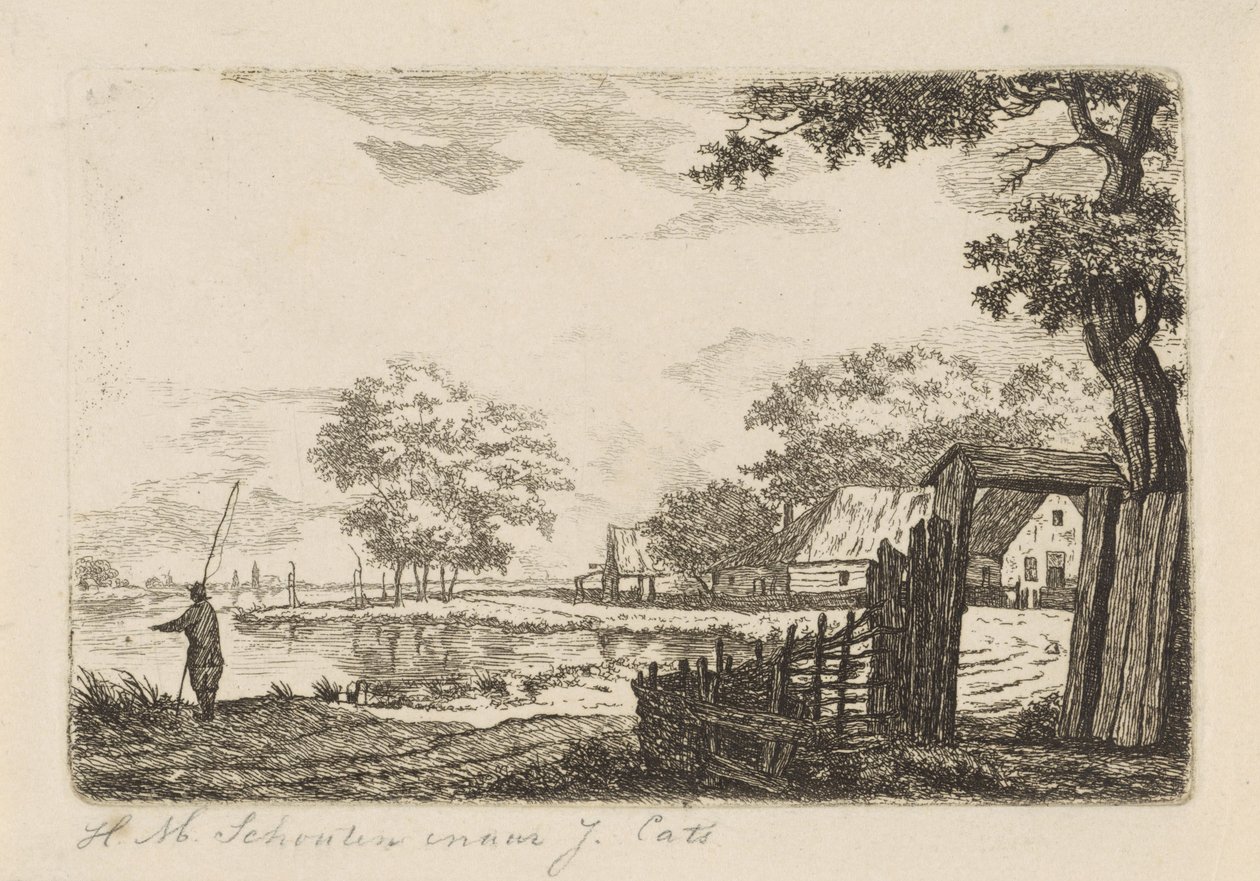 Landscape with Fisherman by Hendrik Marcus Schouten