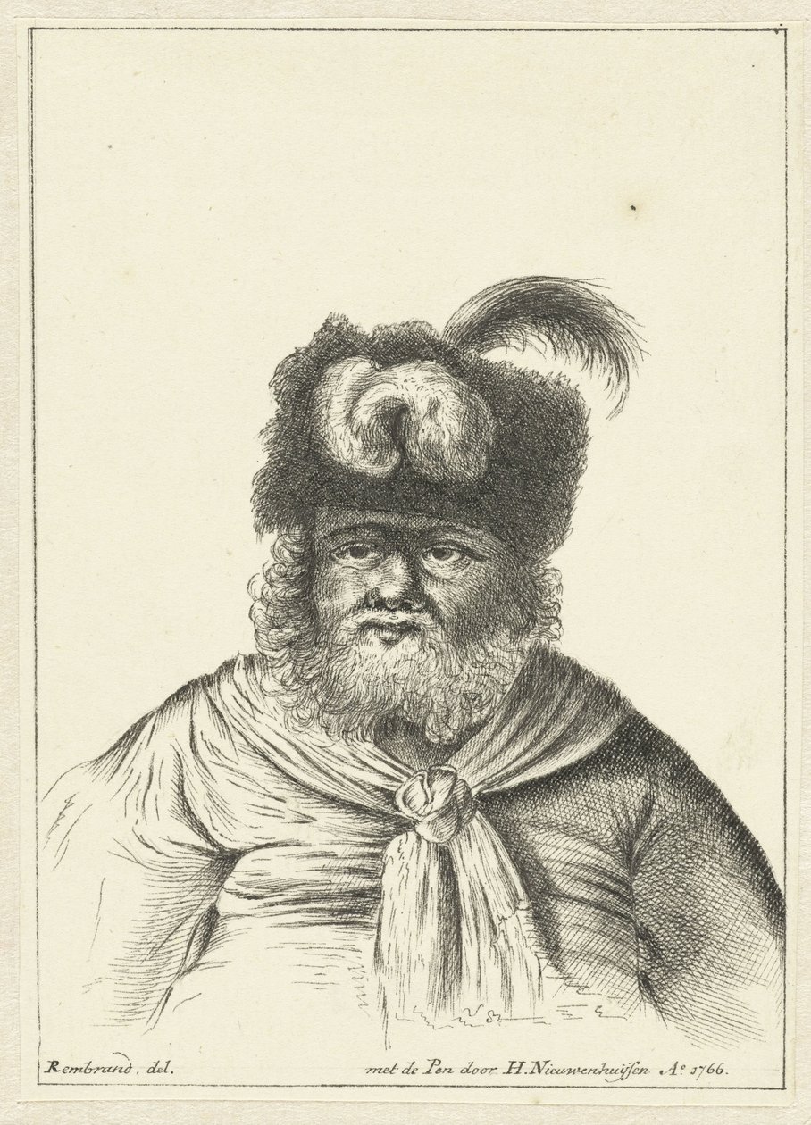 Seated Man with Fur Hat by Hendrik Nieuwenhuysen