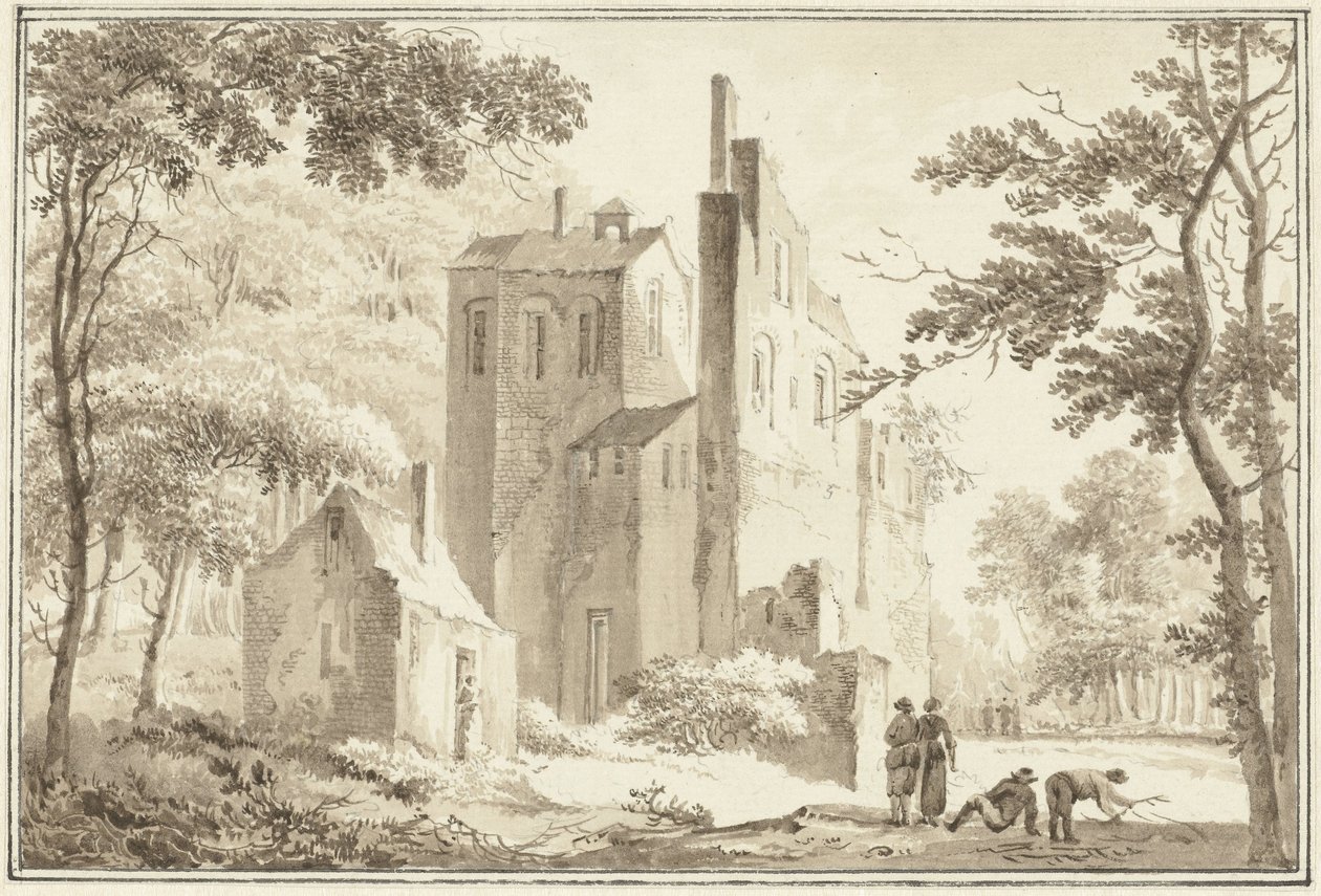 A view of a ruin by Hendrik Tavenier
