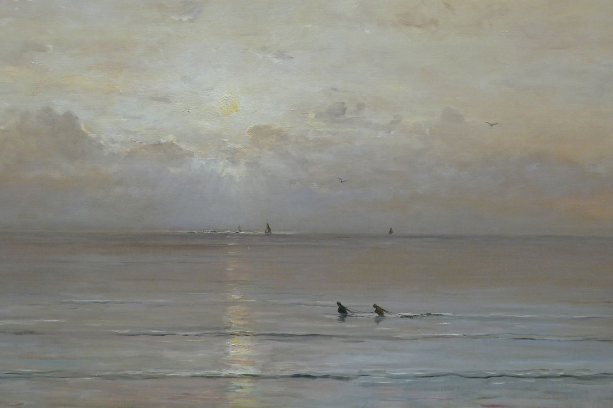 Sunset with Shrimp Fishermen by Hendrik Willem Mesdag