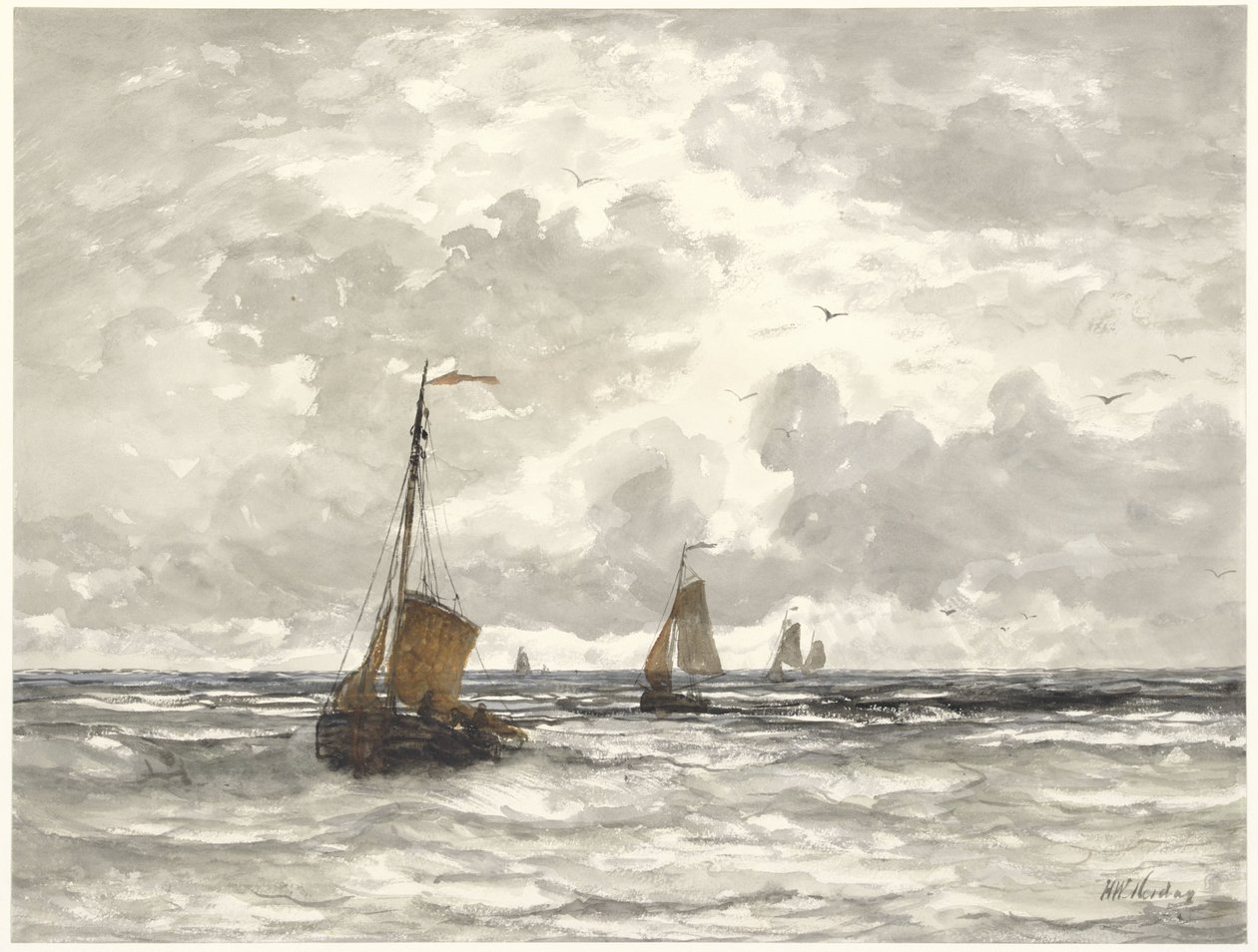 Fishing Boats on the Breakers by Hendrik Willem Mesdag