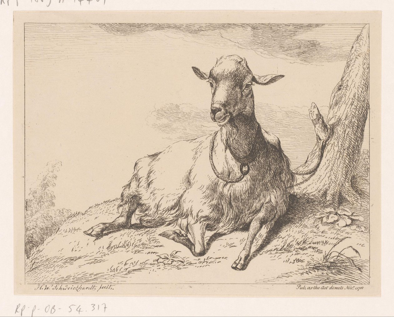 Lying Goat (Various Animals) by Hendrik Willem Schweickhardt