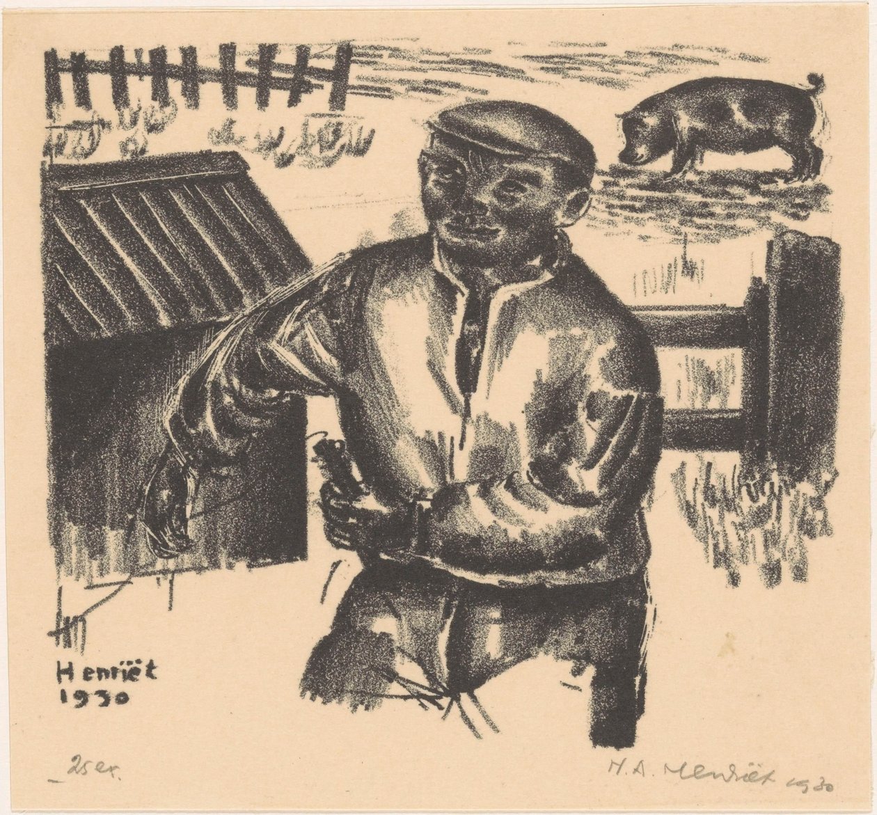 Farmer by a Barn by Henk Henriët