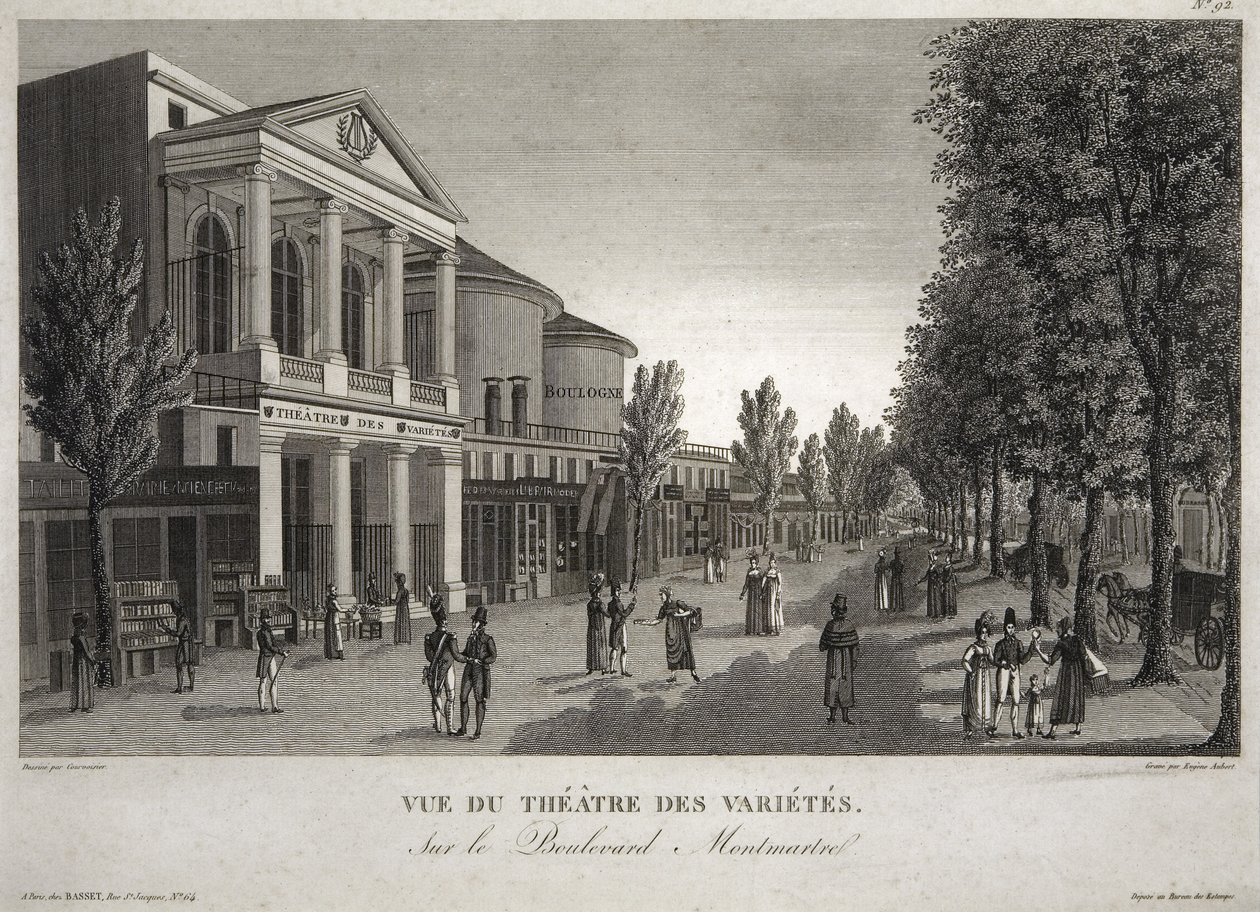 Theatre des Varietes, Boulevard Montmartre, Paris, engraved by Eugene Aubert by Henri Courvoisier Voisin