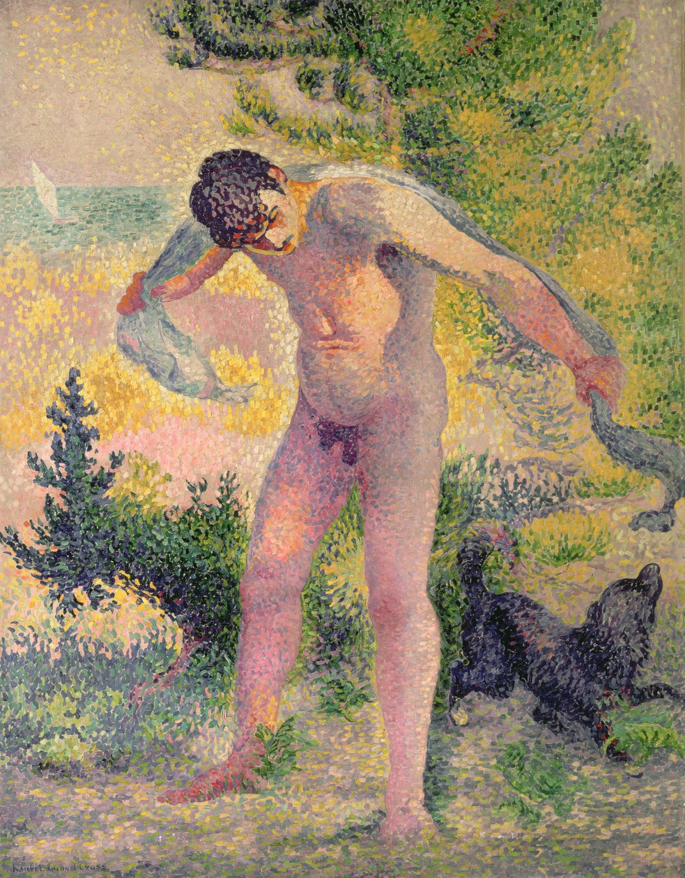 Bather drying himself at St. Tropez by Henri Edmond Cross