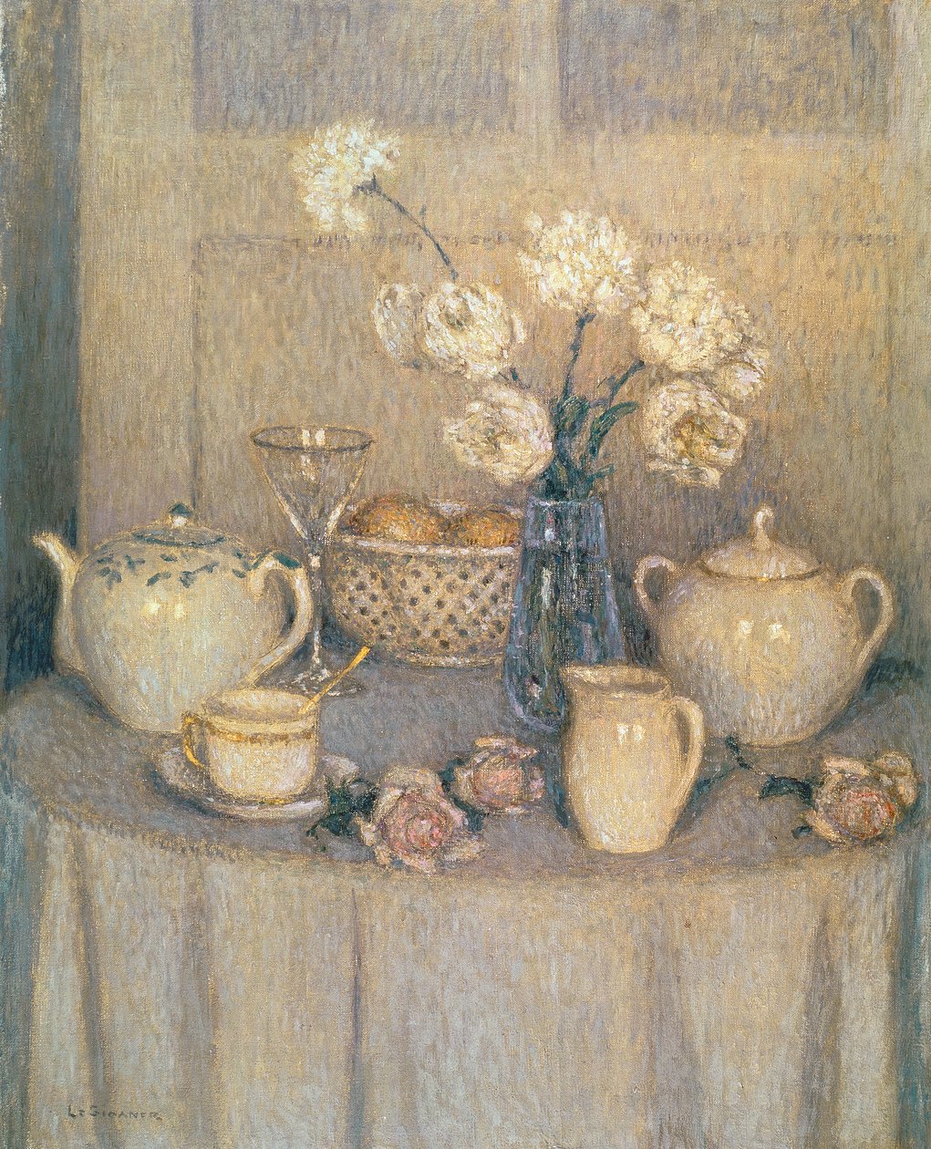 The White Table by Henri Eugene Augustin Le Sidaner