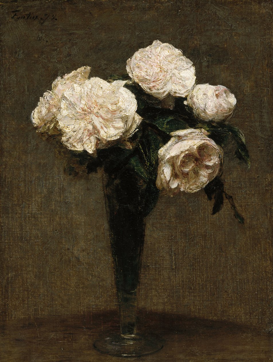 Roses in a Vase by Ignace Henri Jean Fantin Latour