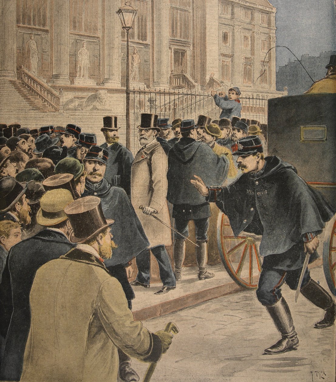 Emile Zola outside the Courthouse, illustration from 