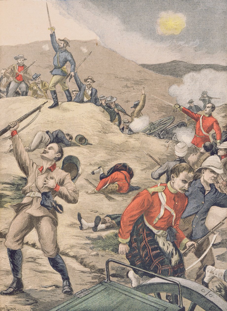 In Transvaal, the taking of an English battery by the Boers, illustration from 