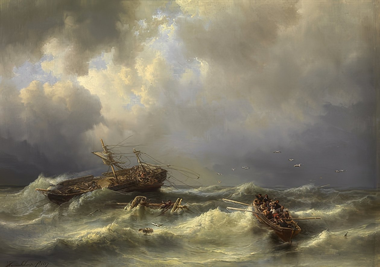 Shipwreck. 1857 by Henri Adolphe Schaep