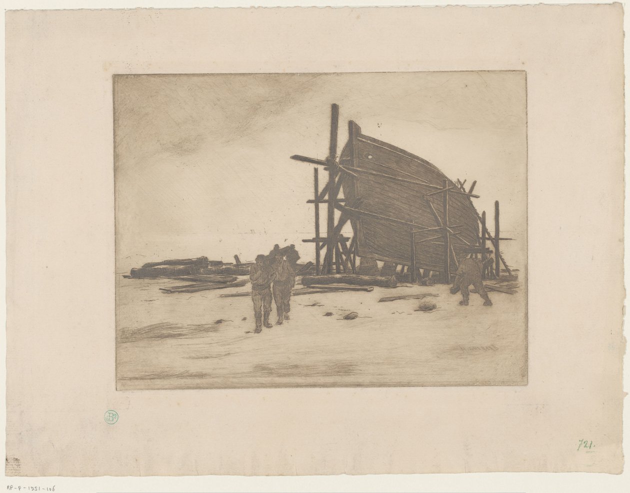 Boat Under Construction by Henri Charles Guérard