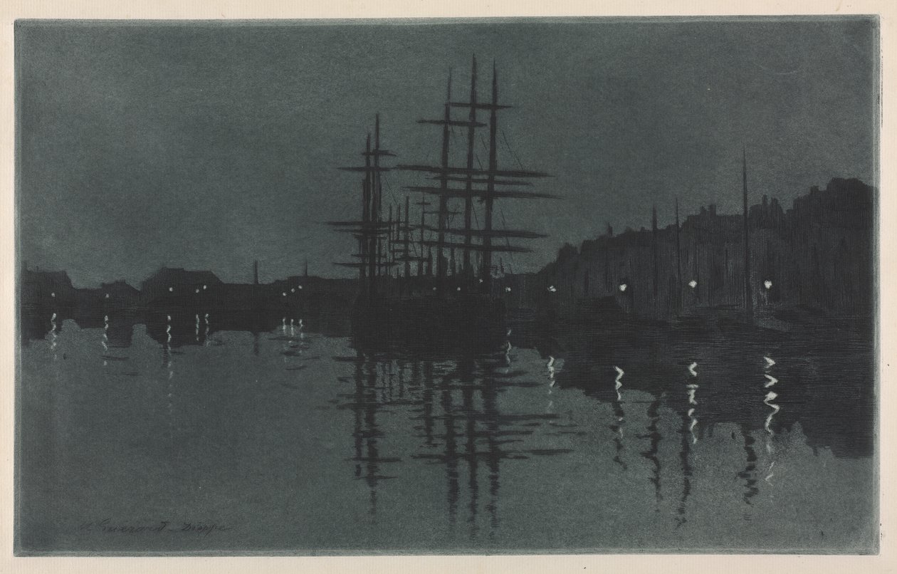 Effect of Moon at Dieppe by Henri Charles Guérard