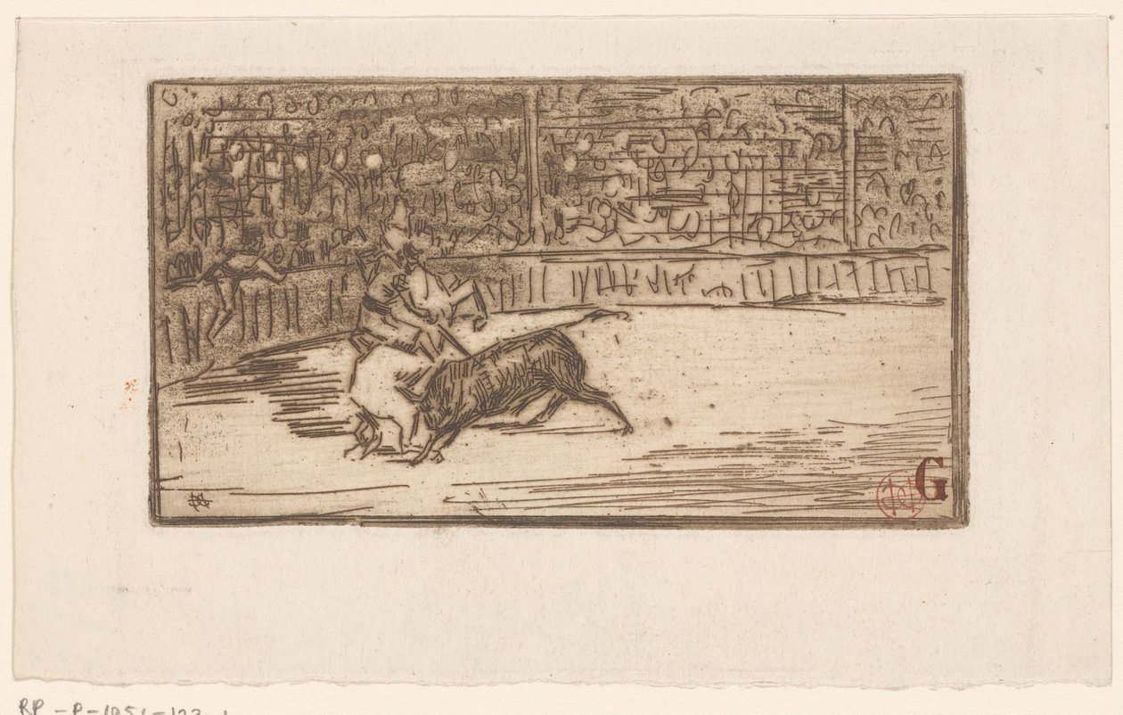 Bullfighter in an Arena by Henri Charles Guérard