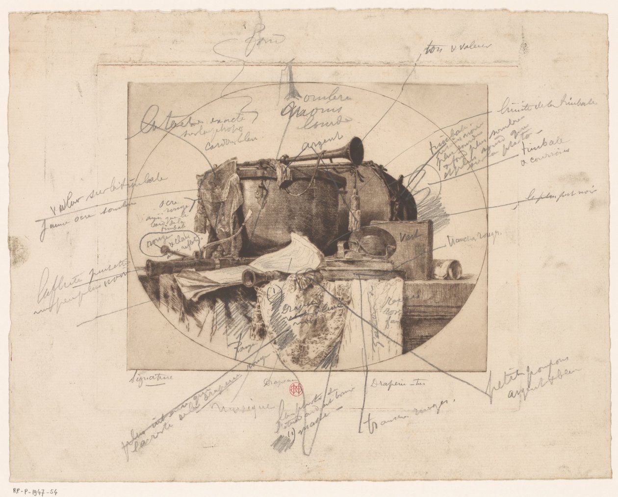 Still Life with Musical Instruments by Henri Charles Guérard
