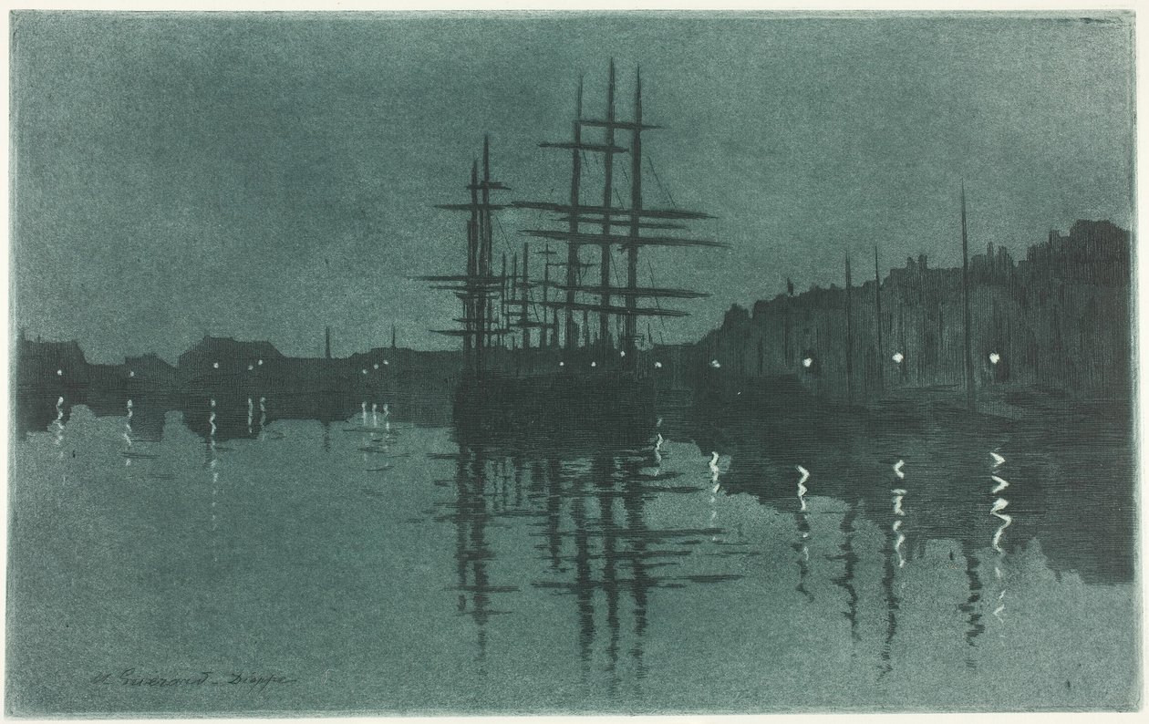 The Basin at Dieppe by Henri Charles Guérard