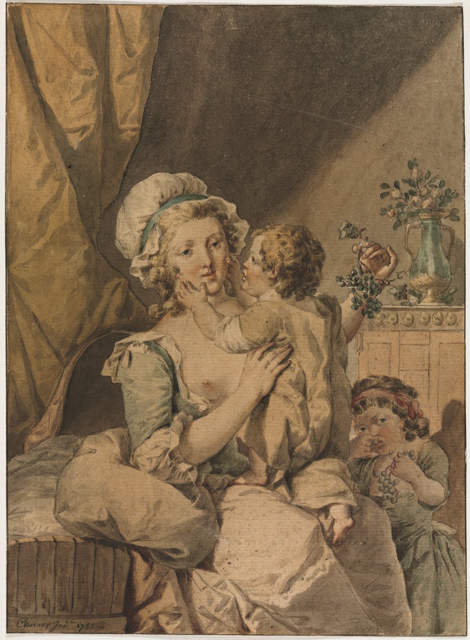 Mother with Two Children, 1788 by Henri Chevaux