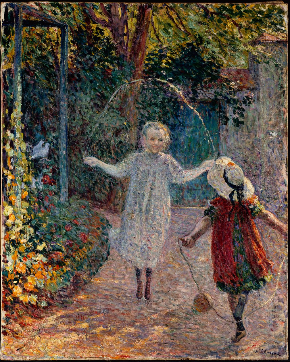 Children Jumping Rope in Garden by Henri Lebasque